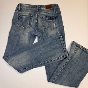 🍀3for$20 Vigoss Distrssed Blue Denim Flare Leg Jeans True Size